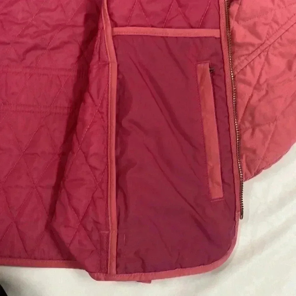 Vintage 90s L.L. Bean Quilted Riding Jacket Pink Full Zip Pockets nylon M Pet - Picture 5 of 10